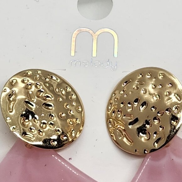 Nwt Gold Tone‎ Pink Lucite Dangle Earrings Melody - Picture 2 of 6